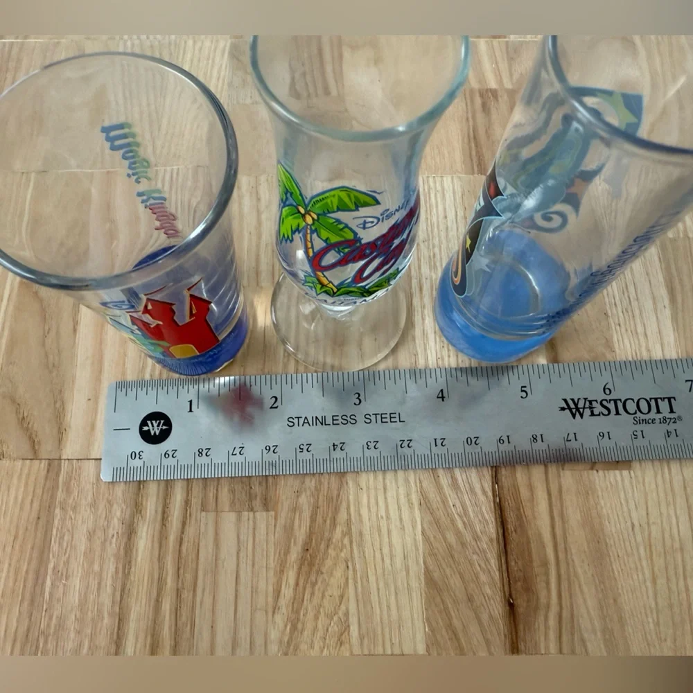 Disney 3 Shot Glass Set Castaway Cay Bahamas, Disney-MGM Studios, Magic Kingdom